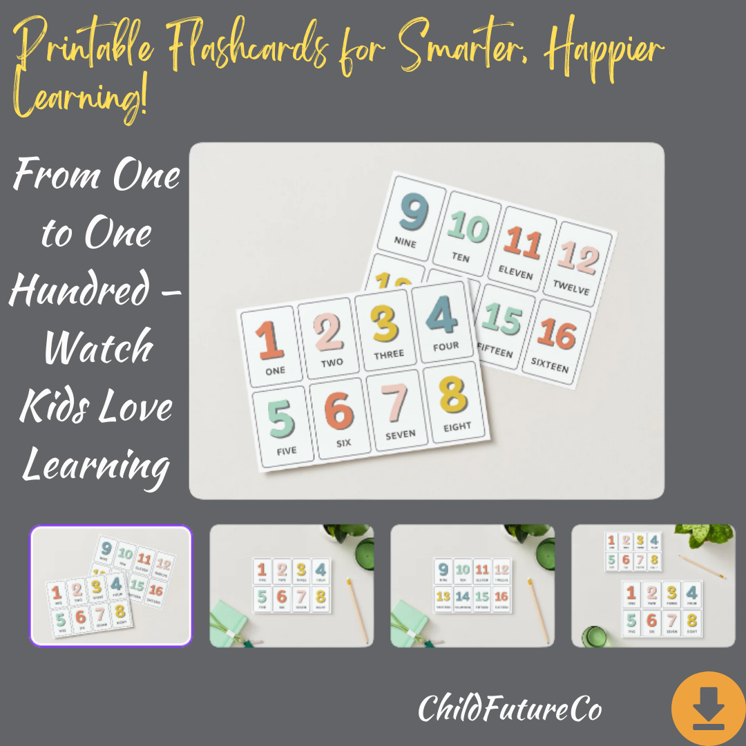 Colorful Number Flashcards 1–100