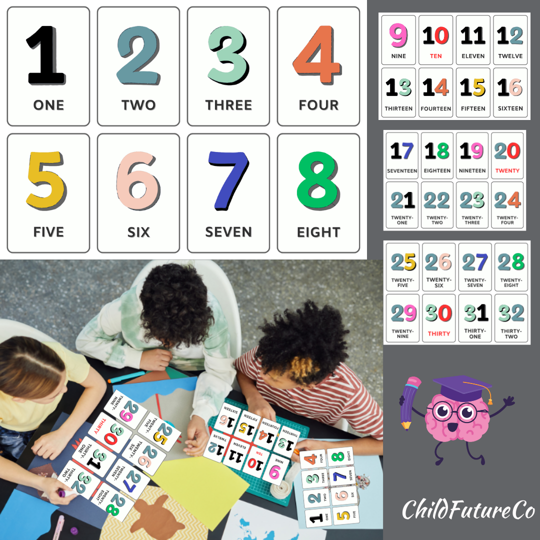 Colorful Number Flashcards 1–100