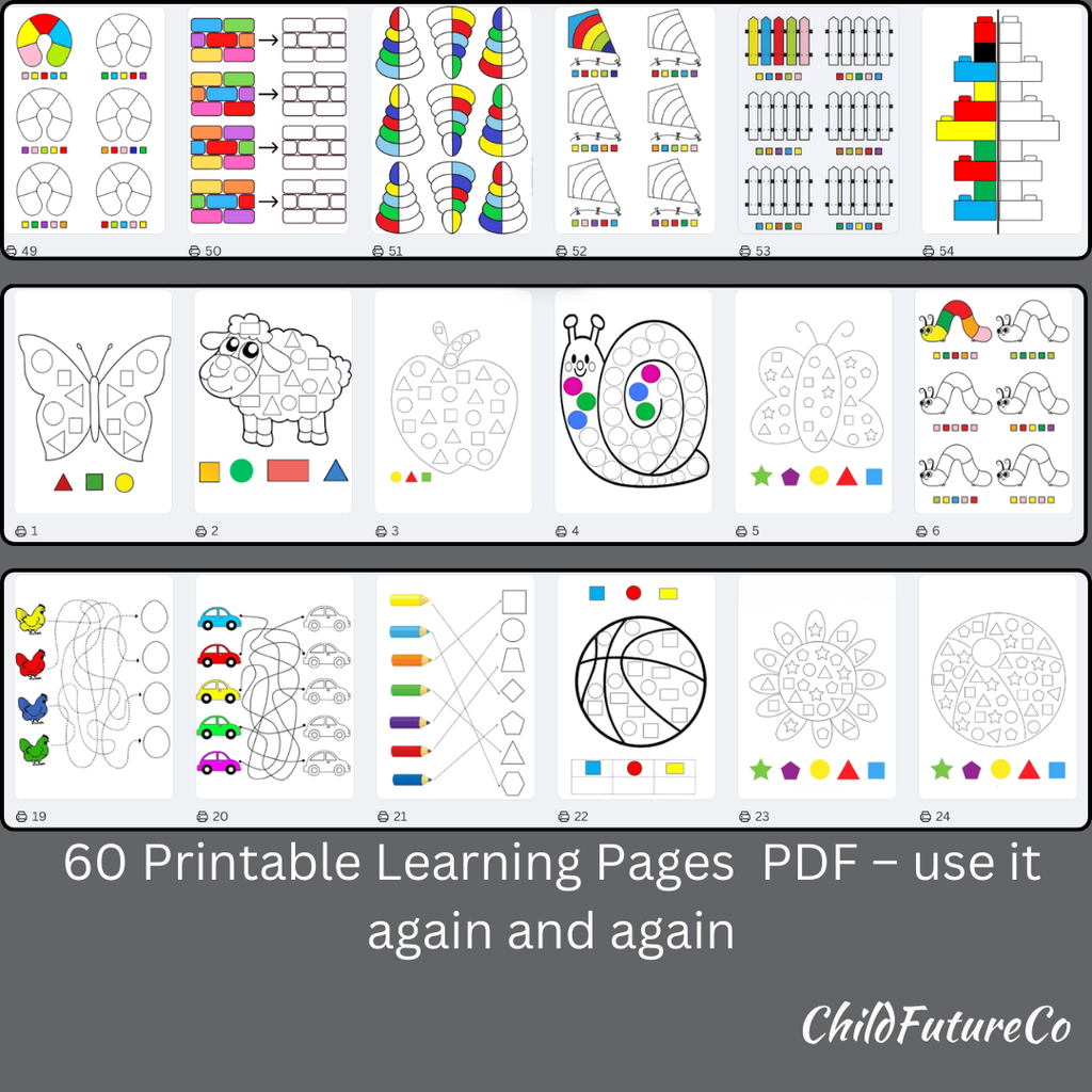 Fun Color Matching & Coloring Activity for Kids –60 Printable Learning Pages