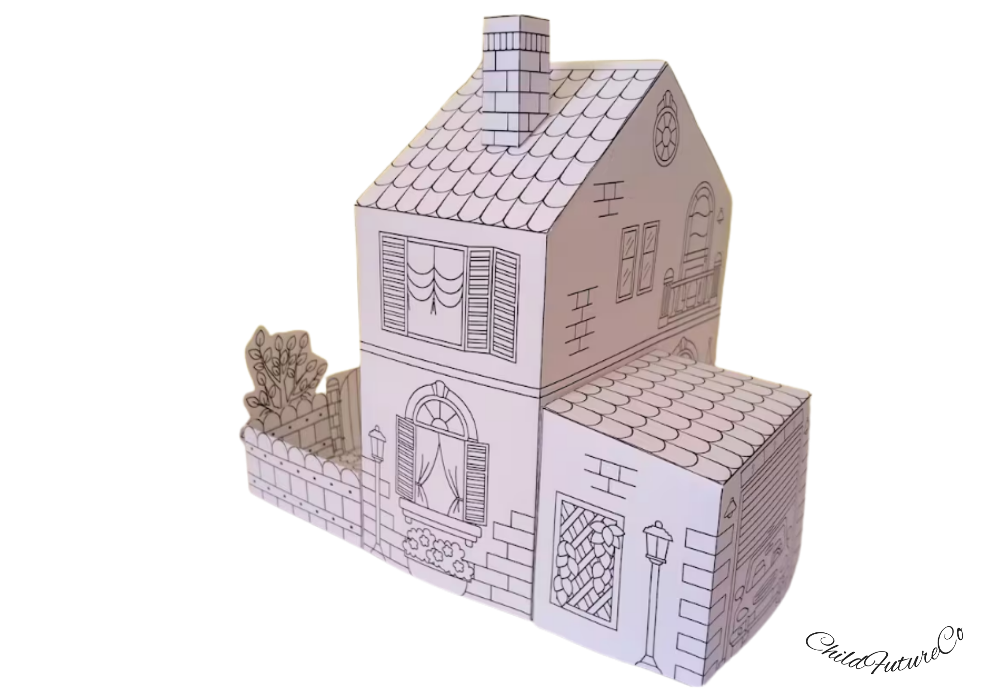 3D Paper House with Garden – Printable DIY Craft for Kids