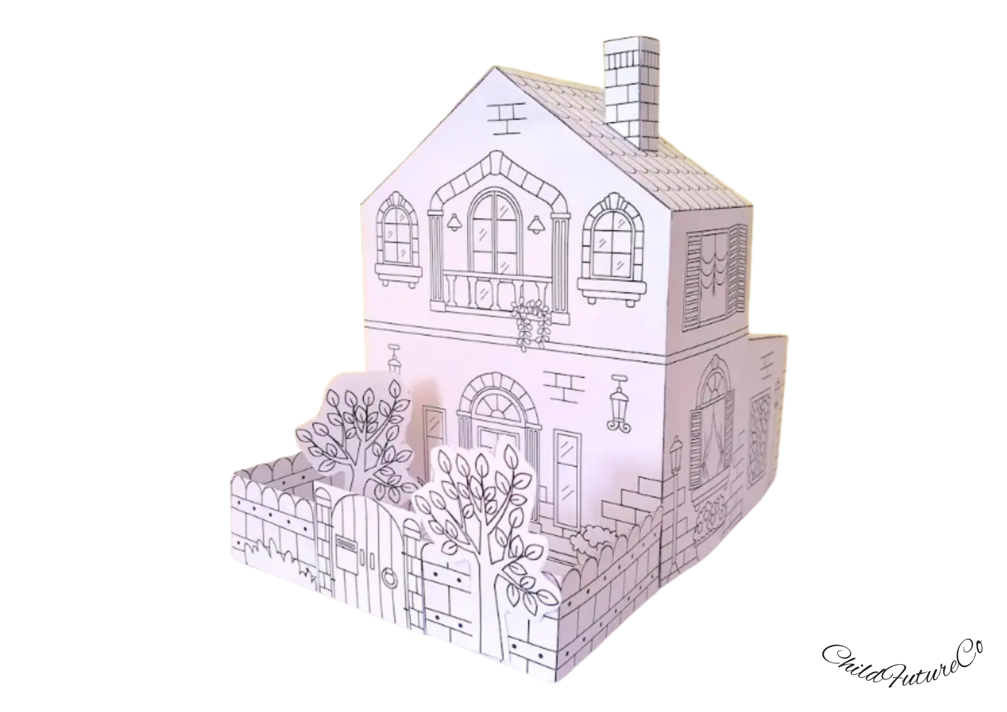 3D Paper House with Garden – Printable DIY Craft for Kids
