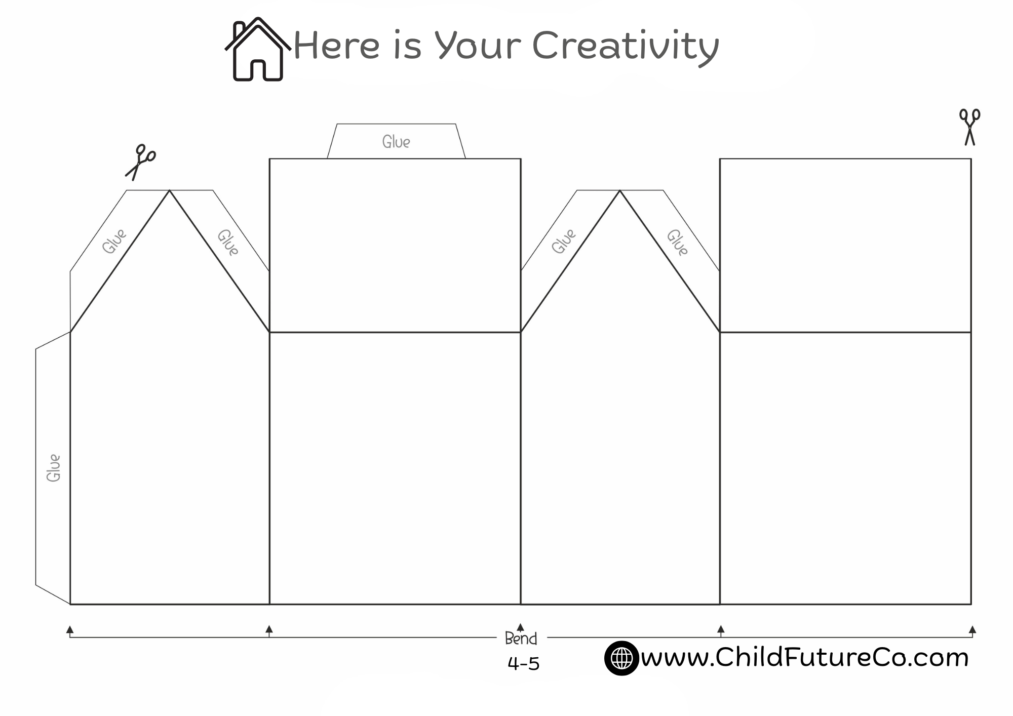 Printable 3D Paper 5 Houses Craft – Color, Cut & Build Activity for Kids