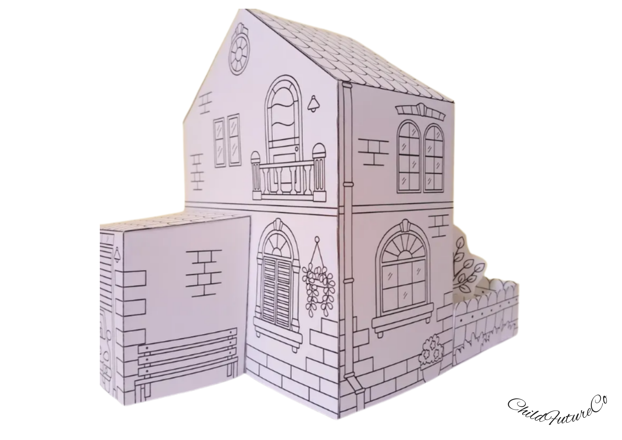 3D Paper House with Garden – Printable DIY Craft for Kids