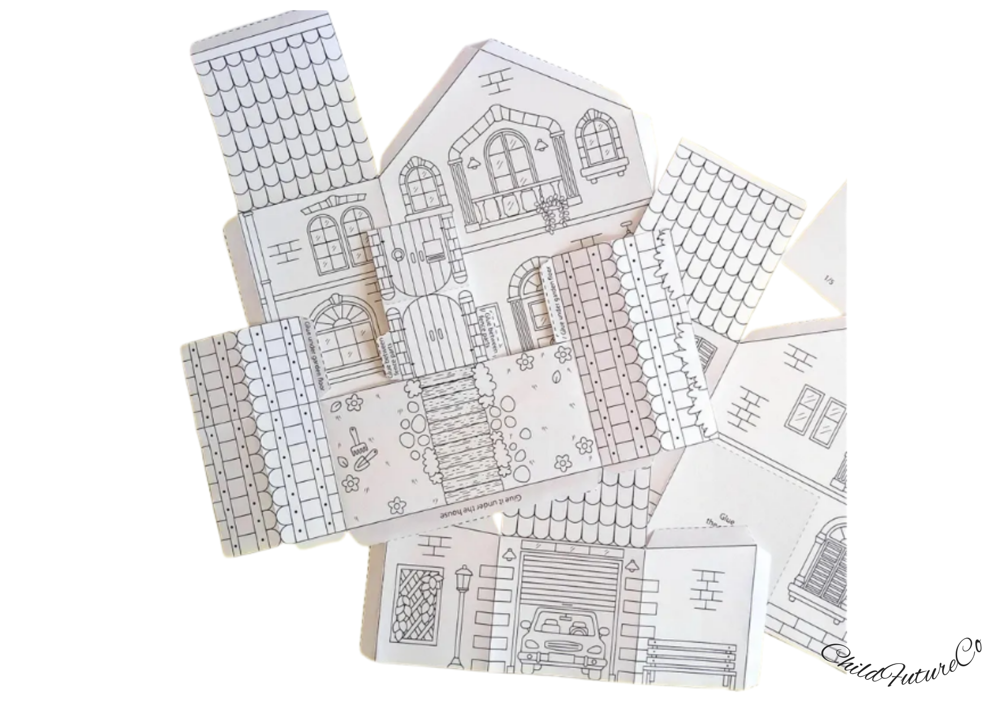 3D Paper House with Garden – Printable DIY Craft for Kids