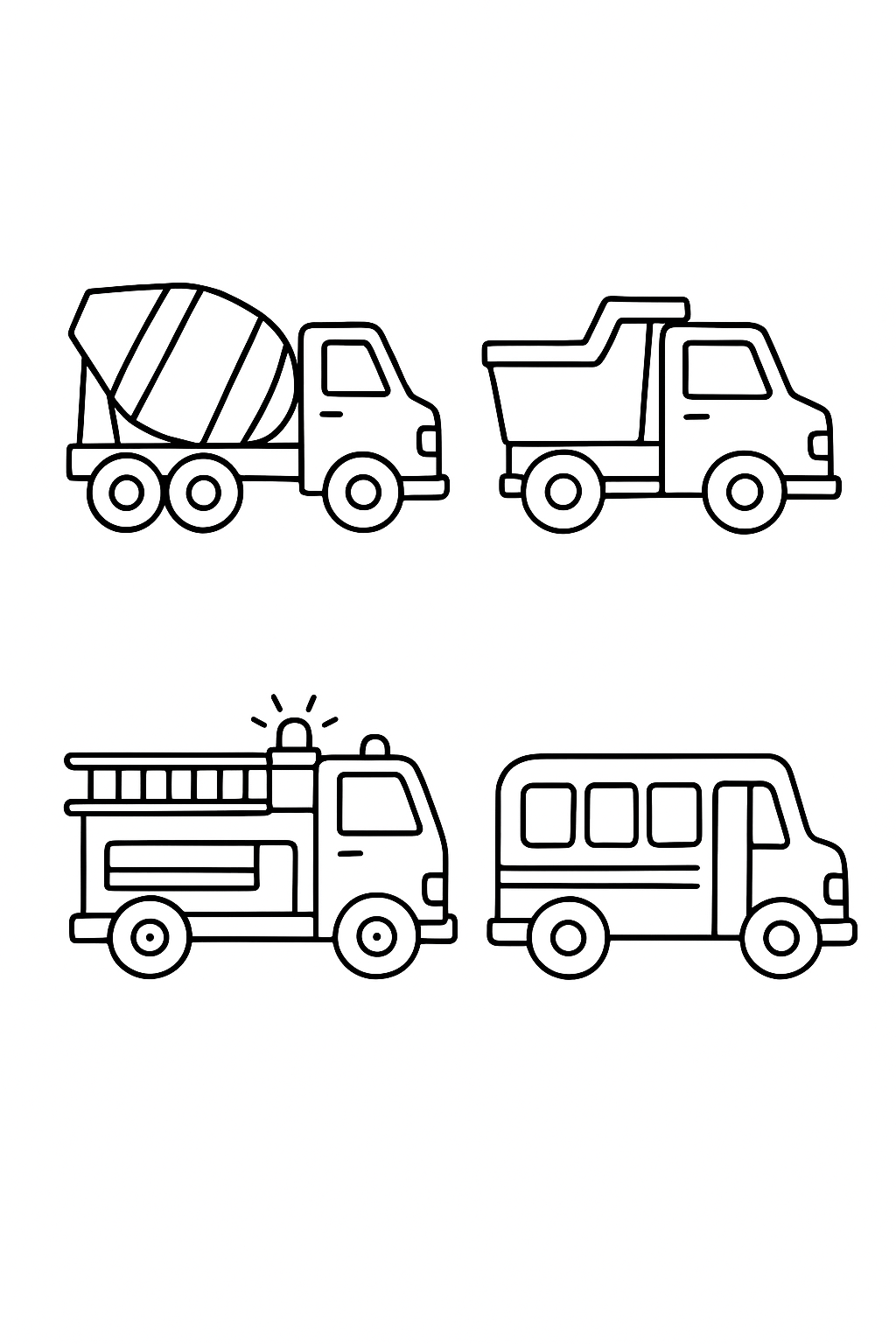 🚚 Vehicles Coloring Book for Kids – Fun Construction and Transport Activity Pages