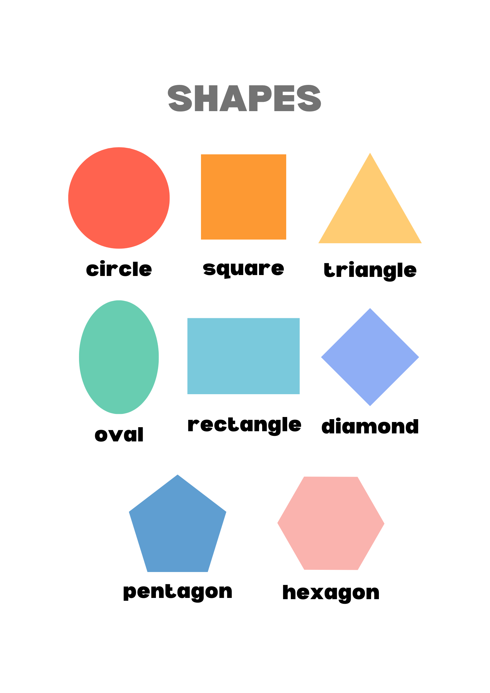 Printable Basic Shapes Flashcards for Kids – Circle, Square, Triangle & More