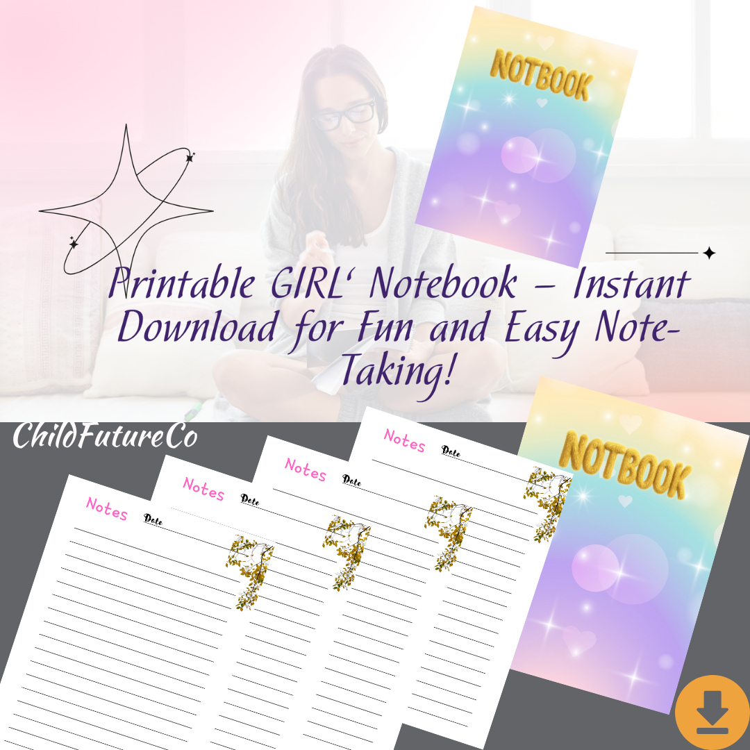 Printable GIRL’ Notebook – Instant Download for Fun and Easy Note-Taking!